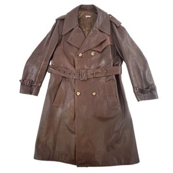 Stanley Blacker Other - Stanley Blacker Leather‎ Coat 44 Mens Vintage Brown Trench Belted Long Jacket